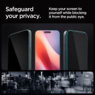 2 броя стъклени протектори за дисплей на iPhone 16 Pro от от Spigen Glas.TR "Ez Fit" - Privacy