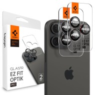 2 х Протектори за лещи на iPhone 14 Pro / Pro Max / 15 Pro / Pro Max / 16 Pro / Pro Max от Spigen Optic Pro Glas.Tr EZ FIT 2-Pack - Черен