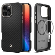 Хибриден кейс с MagSafe за iPhone 16 Pro от Spigen Enzo Aramid Mag - Black / Natural