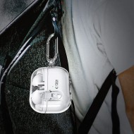 Силиконов калъф с карабинер за слушалки Samsung Galaxy Buds 3 / 3 FE / 3 Pro от Tech-Protect FlexAir - Прозрачен