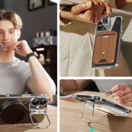 Компект удароустойчив кейс с MagSafe и стойка + протектор за дисплей на iPhone 16 от ESR Classic Hybrid Kickstand Halolock MagSafe & TG - Прозрачен