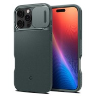 Кейс с капак за камерата за iPhone 16 Pro Max от Spigen Optik Armor Mag MagSafe - Abyss Green
