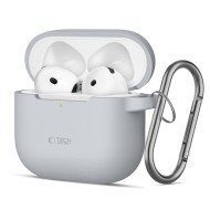 Силиконов калъф за слушалки Apple AirPods 4 от Tech-Protect Silicone Hook - Crayon Grey