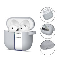 Силиконов калъф за слушалки Apple AirPods 4 от Tech-Protect Silicone Hook - Crayon Grey