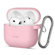 Силиконов калъф за слушалки Apple AirPods 4 от Tech-Protect Silicone Hook - Dusty Pink