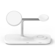 Безжична зарядна станция с MagSafe 15W от Ringke 3in1 QI2 Magnetic Wireless Charger - Бяла