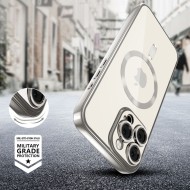 Твърд кейс с MagSafe и протектор за камерата на iPhone 16 Pro от Tech-Protect MagFlex - Shiny Titanium