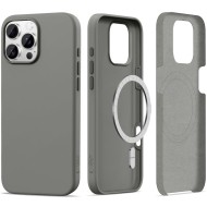 Твърд силиконов кейс с MagSafe за iPhone 16 Pro от Tech-Protect Silicone - Сив Мат