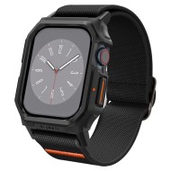 Текстилна каишка и кейс за Apple Watch 10 (42mm) от Spigen Lite Fit Pro - Черен мат