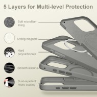 Твърд силиконов кейс с MagSafe за iPhone 16 Pro от Tech-Protect Silicone - Сив Мат