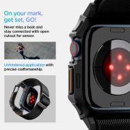 Текстилна каишка и кейс за Apple Watch 10 (42mm) от Spigen Lite Fit Pro - Черен мат