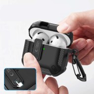 Удароустойчив кейс за Apple AirPods 4 от Tech Protect Carbonox - Черен