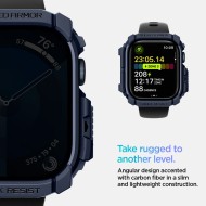 Удароустойчив кейс за Apple Watch 10 (46mm) от Spigen Rugged Armor - Navy Blue