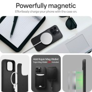 Кожен кейс с ремък и MagSafe за iPhone за 16 Pro от Spigen Cyrill Kajuk Classic Charm - Black