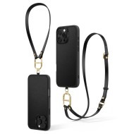 Кожен кейс с ремък и MagSafe за iPhone за 16 Pro от Spigen Cyrill Kajuk Classic Charm - Black