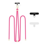 Универсален ремък 75 см за смартфон от Tech-Protect C7S Rope Crossbody – Hot Pink / Gold 