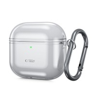 Силиконов калъф с карабинер за слушалки Apple AirPods 4 от Tech-Protect FlexAir – Ash Grey