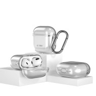Силиконов калъф с карабинер за слушалки Apple AirPods 4 от Tech-Protect FlexAir – Ash Grey