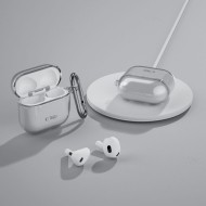 Силиконов калъф с карабинер за слушалки Apple AirPods 4 от Tech-Protect FlexAir – Ash Grey