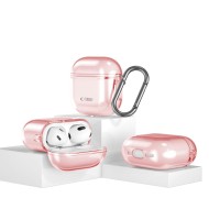 Силиконов калъф с карабинер за слушалки Apple AirPods 4 от Tech-Protect FlexAir – Baby Pink 