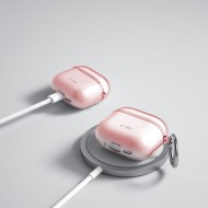 Силиконов калъф с карабинер за слушалки Apple AirPods 4 от Tech-Protect FlexAir – Baby Pink 
