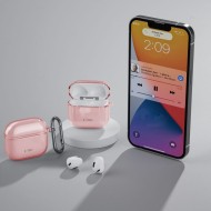 Силиконов калъф с карабинер за слушалки Apple AirPods 4 от Tech-Protect FlexAir – Baby Pink 