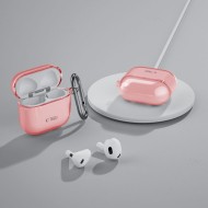 Силиконов калъф с карабинер за слушалки Apple AirPods 4 от Tech-Protect FlexAir – Baby Pink 