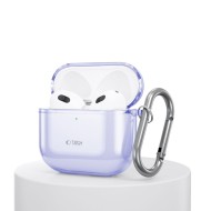 Силиконов калъф с карабинер за слушалки Apple AirPods 4 от Tech-Protect FlexAir - Виолетов 