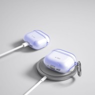 Силиконов калъф с карабинер за слушалки Apple AirPods 4 от Tech-Protect FlexAir - Виолетов 