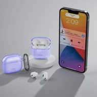 Силиконов калъф с карабинер за слушалки Apple AirPods 4 от Tech-Protect FlexAir - Виолетов 