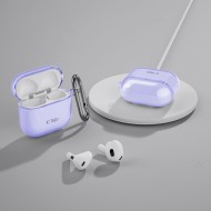 Силиконов калъф с карабинер за слушалки Apple AirPods 4 от Tech-Protect FlexAir - Виолетов 