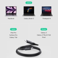 Кабел USB-C за зареждане с 240W и пренос на данни с до 40 Gbps от Spigen ArcWire PB2203 120см - Черен