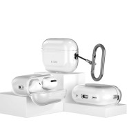 Силиконов калъф с карабинер за слушалки Apple AirPods Pro 1 / 2 от Tech-Protect FlexAir - Прозрачен