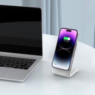 Безжично зарядно устройство 15W с MagSafe и стойка от Tech Protect QI-A38 - Бяло