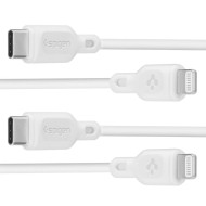 2 броя кабели за зареждане MFI Lightning 100 см. от Spigen Durasync - Бял