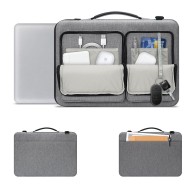 Удароустойчива чанта за лаптоп 13-14 инча с 4 джоба отTech-Protect Defender Bag - Crayon Grey