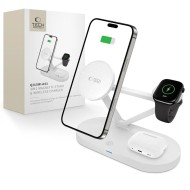 Зарядна станция 3 в 1 с MagSafe 15W за iPhone, AirPods и Apple Watch от Tech-Protect QI15W-A41 - Бяла