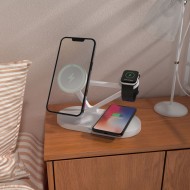 Зарядна станция 3 в 1 с MagSafe 15W за iPhone, AirPods и Apple Watch от Tech-Protect QI15W-A41 - Бяла