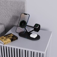 Зарядна станция 3 в 1 с MagSafe 15W за iPhone, AirPods и Apple Watch от Tech-Protect QI15W-A41 - Черна