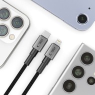 Кабел за зареждане USB-C/Lightning 27W /3A 100см от Tech- Protect  Ultraboost DNA- Iron Grey