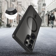 Твърд кейс с MagSafe пръстен за Samsung Galaxy S25 Ultra от Tech-Protect MagMat - Black / Clear
