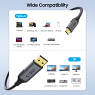 Кабел Type - C към Displayport 1.4 8K 60HZ 180см. от Tech Protect Ultraboost - Черен