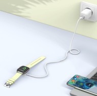 Безжично зарядно за Apple Watch с USB-C 100см. от Tech-Protect UltraBoost MC02 - Бяло