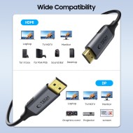 Кабел Displayport към HDMI 2.0 4K 60HZ 200 см от Tech Protect Ultraboost  - Черен