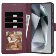 Кожен тефтер за Samsung Galaxy S25 от Tech-Protect Wallet - Mulberry