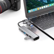 Адаптер  5 в 1 за лаптоп с USB -Type C - вход от Tech-Protect HB03 Hub - Space Grey