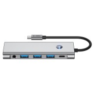 TECH-PROTECT HB04 HUB ADAPTER 9IN1 TYPE-C + USB2.0 + USB3.0 + HDMI 4K 60HZ + SD/TF + PD100W + AV3.5 SPACE GREY