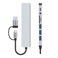 Адаптер  8 в 1 за лаптоп с USB -Type C - вход от Tech-Protect HB06 Hub - Space Grey