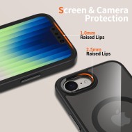 Твърд кейс с MagSafe пръстен за iPhone SE 4 2025 от Tech-Protect MagMat - Black / Clear