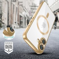 Твърд кейс с MagSafe и протектор за камерата на iPhone SE 4 (2025) от Tech-Protect MagFlex - Shiny Gold